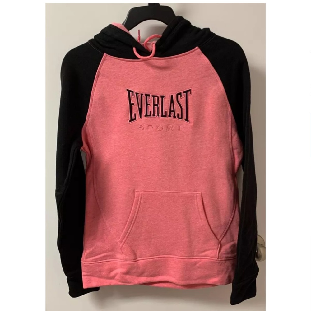 Womens Long Sleeve Fleece Hoodie Pink/Black Size S Everlast Sport NWOT